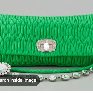 Vibrant Green Textured Clutch with Gold Clasp
